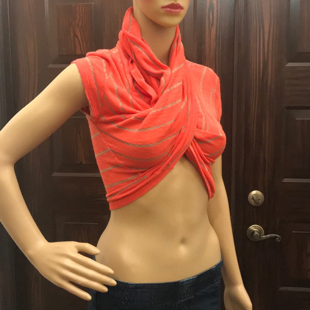 Multiway top in coral and tan color size S NWOT